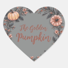 Der goldene Kürbis Herz-Aufkleber