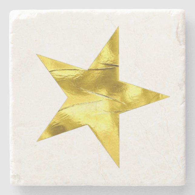 Der goldene Metallic-Stern ist stilvoll Steinuntersetzer (Vorderseite)