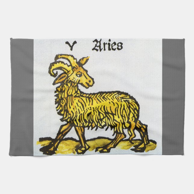 Der goldene Ram, Vintage Zeichen des Zodiaks Geschirrtuch (Horizontal)