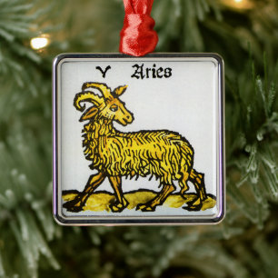 Der goldene Ram, Vintage Zeichen des Zodiaks Ornament Aus Metall
