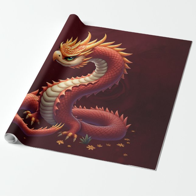 Der goldene Schlangendrache. Geschenkpapier (Ungerollt)