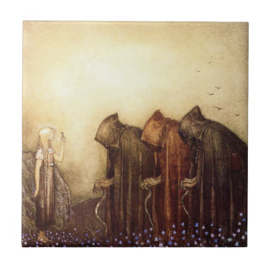 „Der goldene Schlüssel“ John Bauer Aquarell Fliese