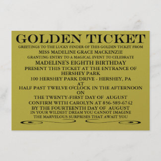 Der Goldene Ticket Metallic Gold Geburtstag Einladung