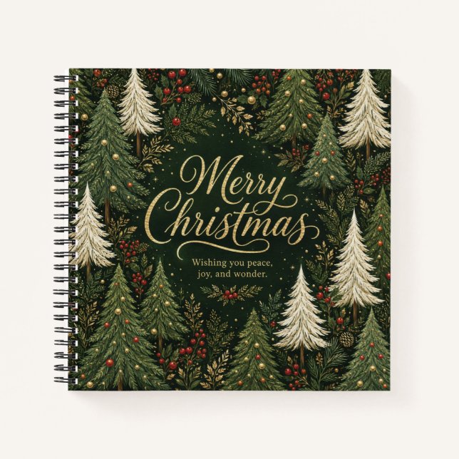 Der goldene Weihnachtswald Notizbuch (Vorderseite)