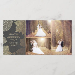 Der GoldHerbstlaub, der Foto Wedding ist, dankt Dankeskarte