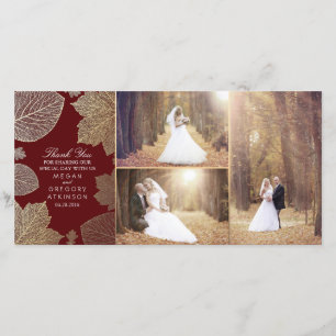 Der GoldHerbstlaub, der Foto Wedding ist, dankt Dankeskarte