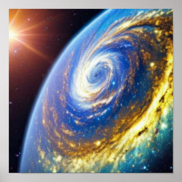 Der Goldschurken auf einem Planeten Poster