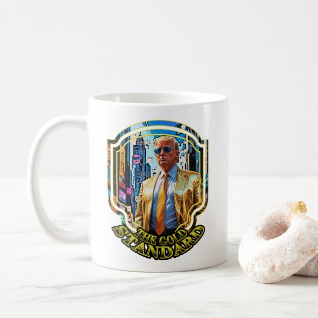Der Goldstandard - Präsident Trump 2024 Kaffeetasse (Mit Donut)