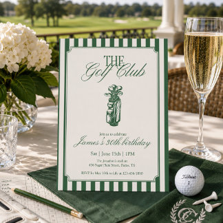 Der Golf Club Golf Geburtstagsfeier Green Stripe Einladung