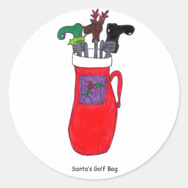 Der Golf-Tag des Weihnachtsmanns Runder Aufkleber (Vorderseite)
