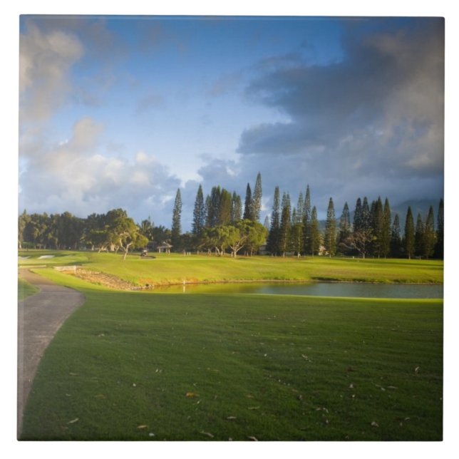 Der Golfplatz Makai in Princeville Fliese (Vorderseite)