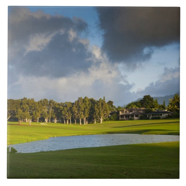 Der Golfplatz Makai in Princeville Fliese (Vorderseite)