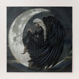 Der gotische Engel sitzt auf dem Mond Puzzle