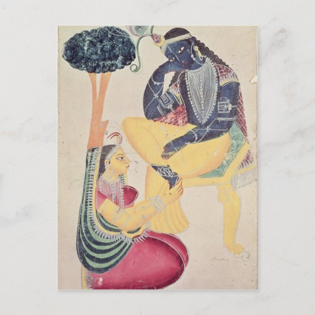 Der Gott Krishna mit seiner sterblichen Liebe Radh Postkarte (Vorderseite)