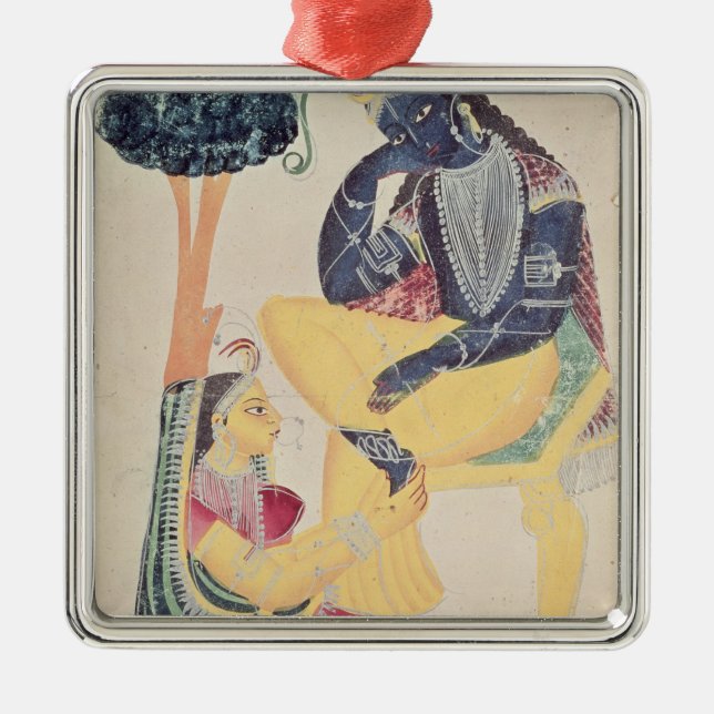 Der Gott Krishna mit seiner TodLiebe, Radha Ornament Aus Metall (Vorne)