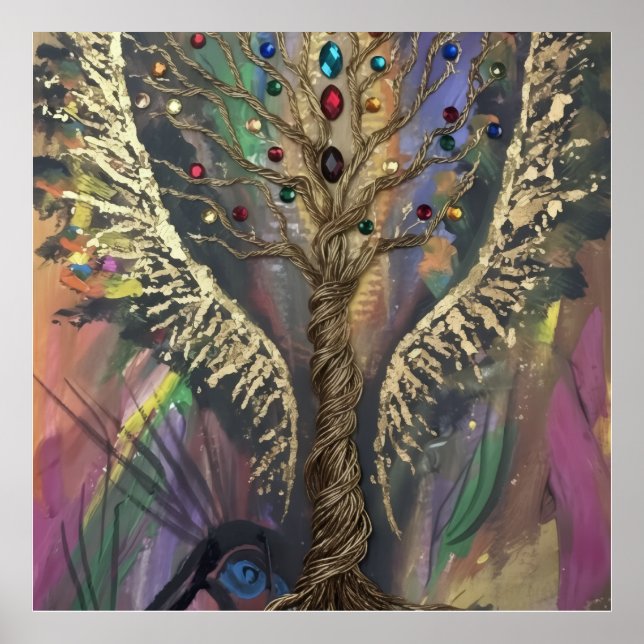 Der göttliche Baum des Lebens himmlische Flügel un Poster (Vorne)
