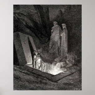 Der göttliche Comedy Gustave Dore Dante Woodcut il Poster
