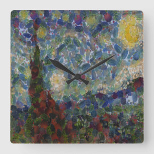 Der Gourdy Night Starry Fine Art Spoof Quadratische Wanduhr