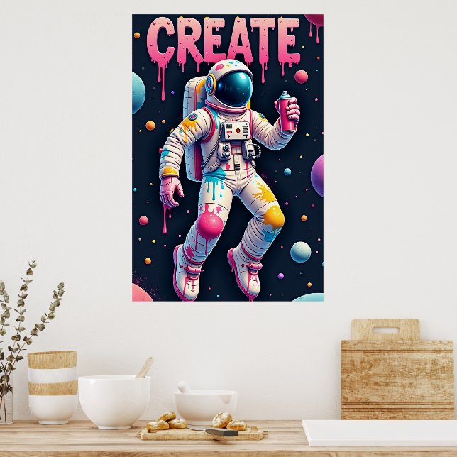 Der Graffiti-Astronaut Poster (Küche)