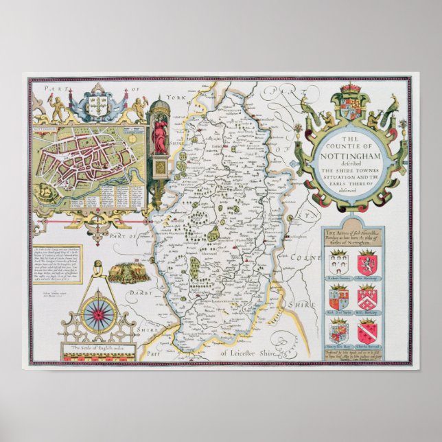 Der Grafschaft Nottingham, eingraviert von Jodocus Poster (Vorne)