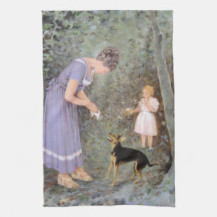 Der Graue kleine Hund von Guido Marzulli, Realismu Geschirrtuch