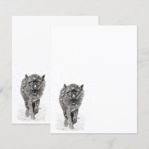 Der graue Schwarze Wolf im Schnee , der wilde Wint