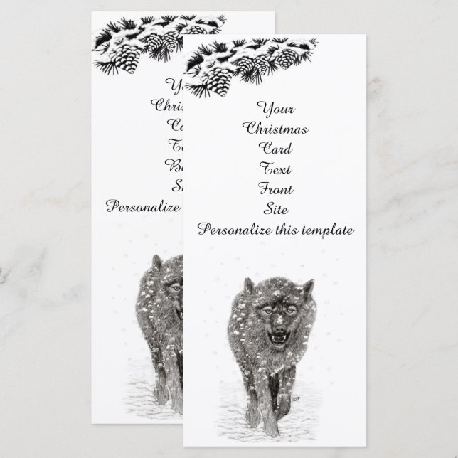 Der graue Schwarze Wolf im Schnee , der wilde Wint (Vorne/Hinten)