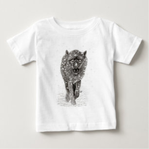 Der graue Schwarze Wolf im Schnee , der wilde Wint Baby T-shirt