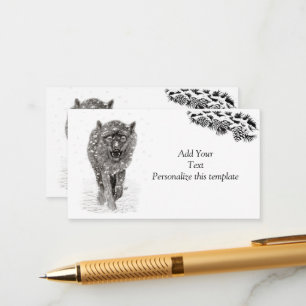 Der graue Schwarze Wolf im Schnee , der wilde Wint Begleitkarte