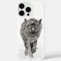 Der graue Schwarze Wolf im Schnee , der wilde Wint