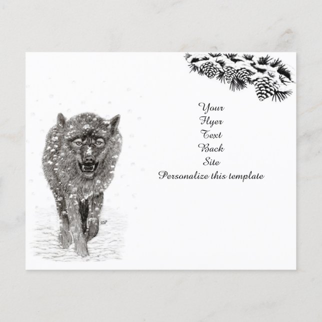Der graue Schwarze Wolf im Schnee , der wilde Wint Flyer (Hinten)