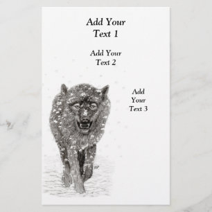 Der graue Schwarze Wolf im Schnee , der wilde Wint Flyer