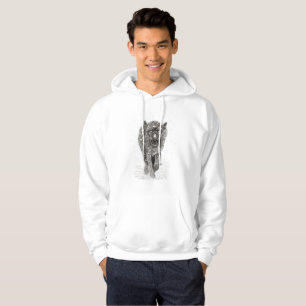 Der graue Schwarze Wolf im Schnee , der wilde Wint Hoodie