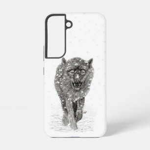 Der graue Schwarze Wolf im Schnee , der wilde Wint Samsung Galaxy Hülle