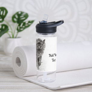 Der graue Schwarze Wolf im Schnee , der wilde Wint Trinkflasche