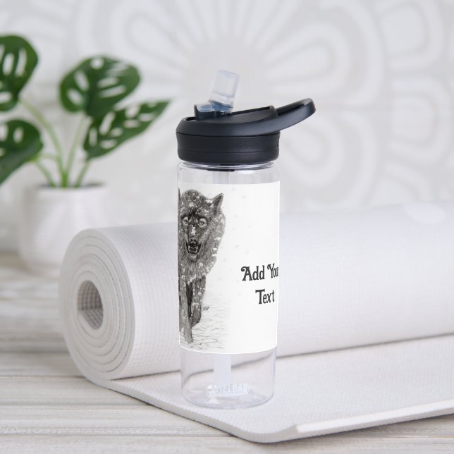 Der graue Schwarze Wolf im Schnee , der wilde Wint Trinkflasche (Yoga)