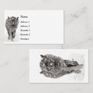 Der graue Schwarze Wolf im Schnee , der wilde Wint Visitenkarte