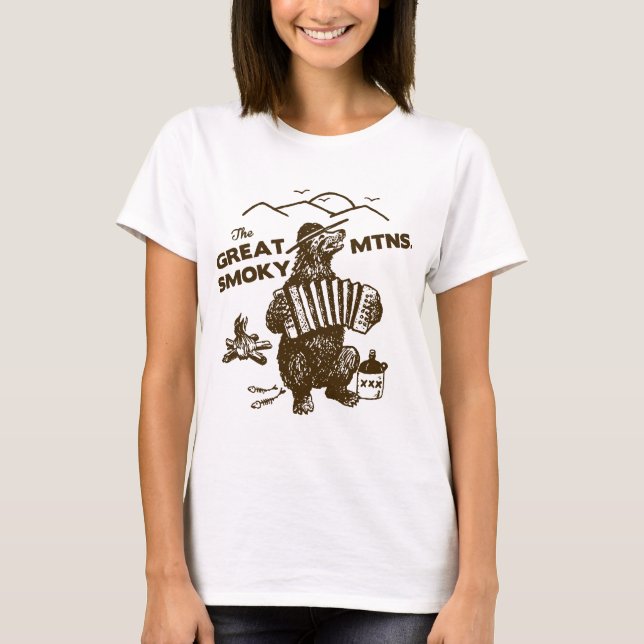 Der Great Smoky Mountains Smokey Bluegrass-Bär T-Shirt (Vorderseite)