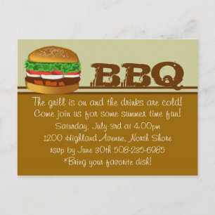 Der Grill ist an... Einladungspostkarte