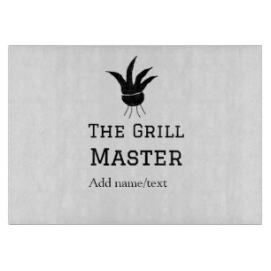 Der Grill-Meister hinzufügen Namen Text Kochen am Schneidebrett