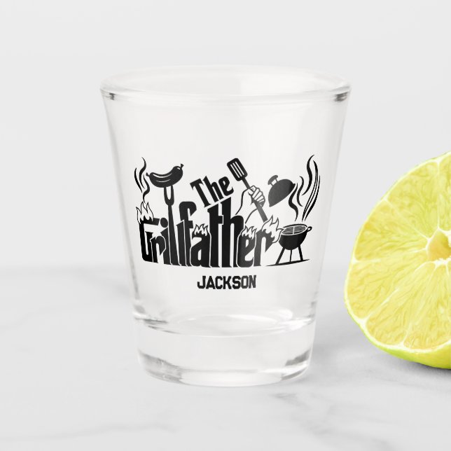 Der Grill-Vater Schnapsglas (Vorderseite)