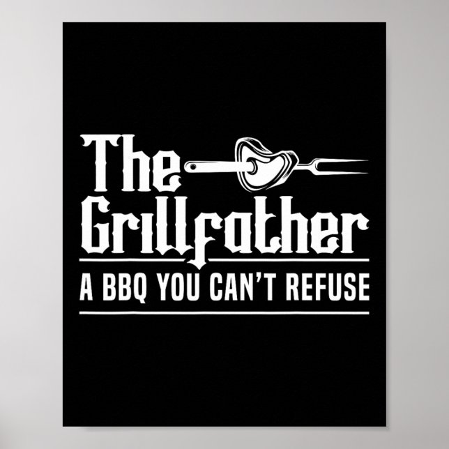 Der Grillfather Bbq Grillen Grillmaster Rbecue  Poster (Vorne)