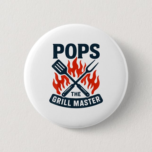 Der Grillmeister Bbq Vatertag Opa Grillen Button (Vorderseite)