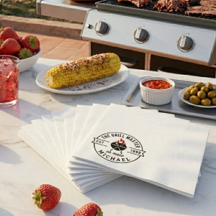 Der Grillmeister Etabliertes Jahr Name Flamme Serviette