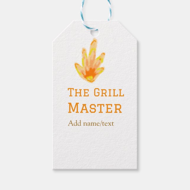 Der Grillmeister fügt Namen Text Kochen besten gel Geschenkanhänger (Vorderseite)