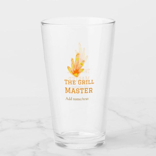 Der Grillmeister fügt Namen Text Kochen besten gel Glas (Vorderseite)