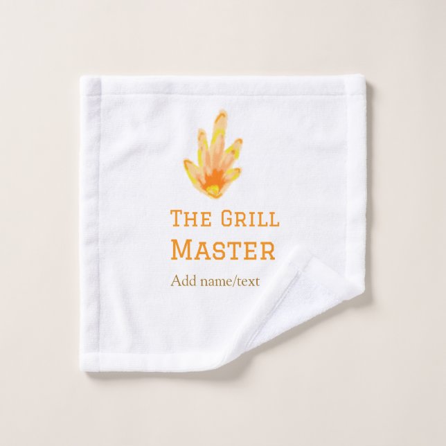 Der Grillmeister fügt Namen Text Kochen besten gel Waschlappen (Waschlappen)