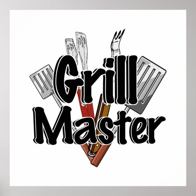 Der Grillmeister mit GRILLEN-Tools Poster (Vorne)