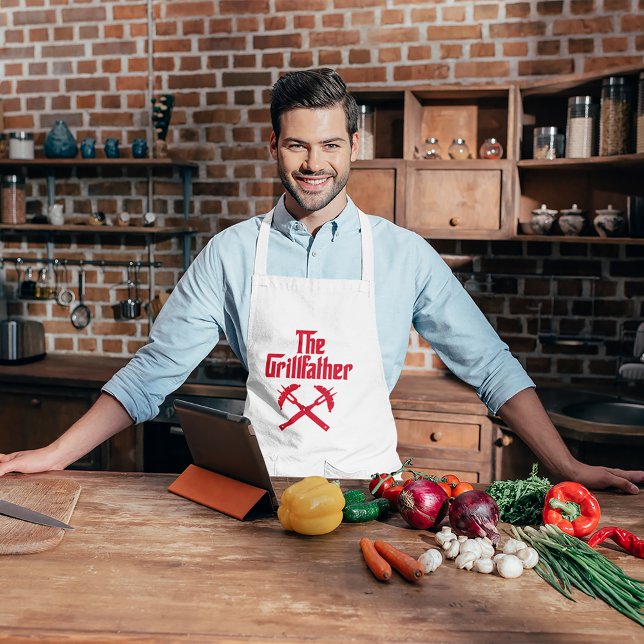 Der Grillvater mit heißen Hunden Lange Schürze (Person wearing apron)