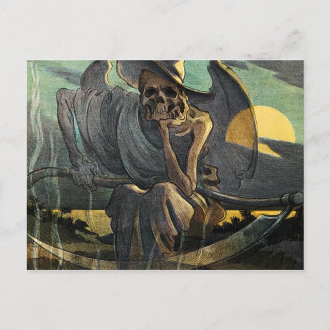 Der grimmige Sensenmann wartet mit Scythe Postkarte (Vorderseite)